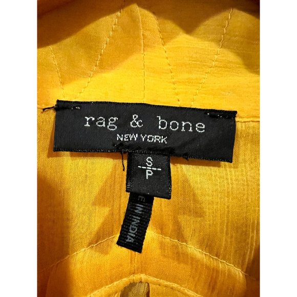 NEW Rag & Bone Sachi Pleat Split Neck Cotton/Silk Top Safron size S - Picture 3 of 8